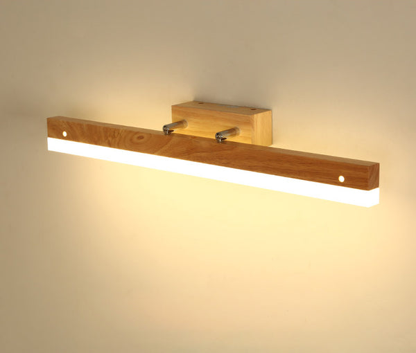 Applique murale LED en bois massif avec miroir