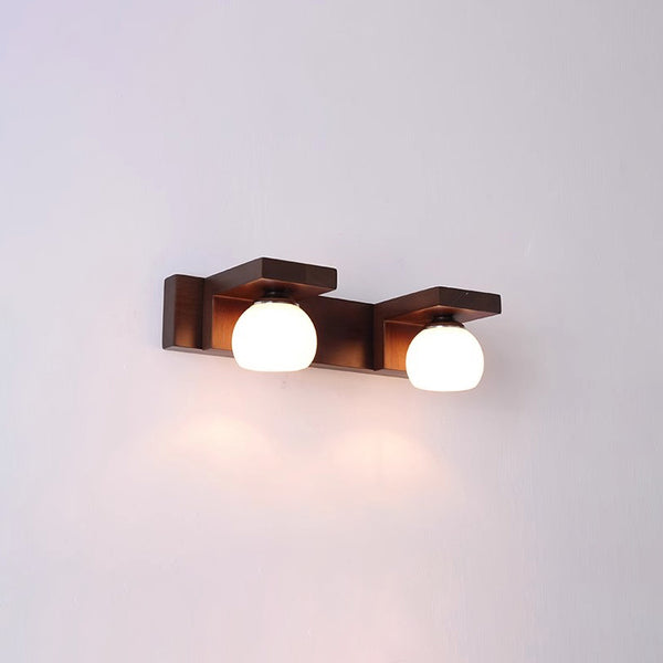 Solid wood bathroom wall light