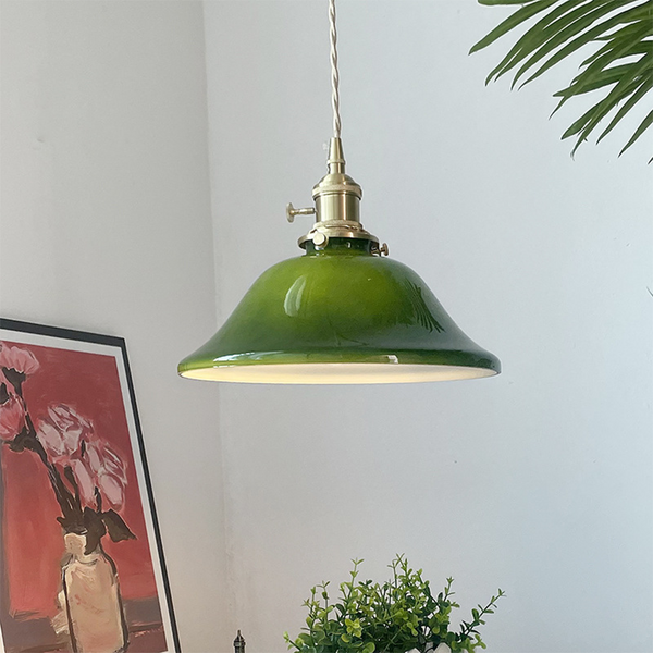 Vintage green glass chandelier