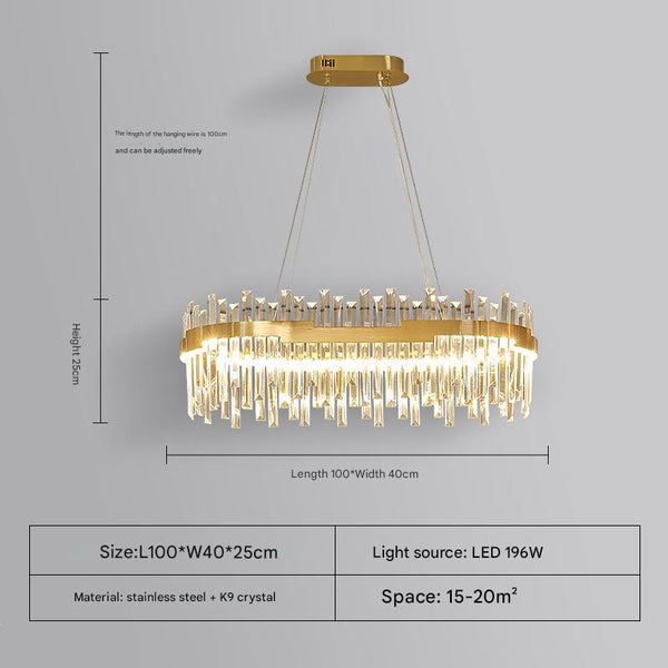 French light luxury LED living room crystal chandelier