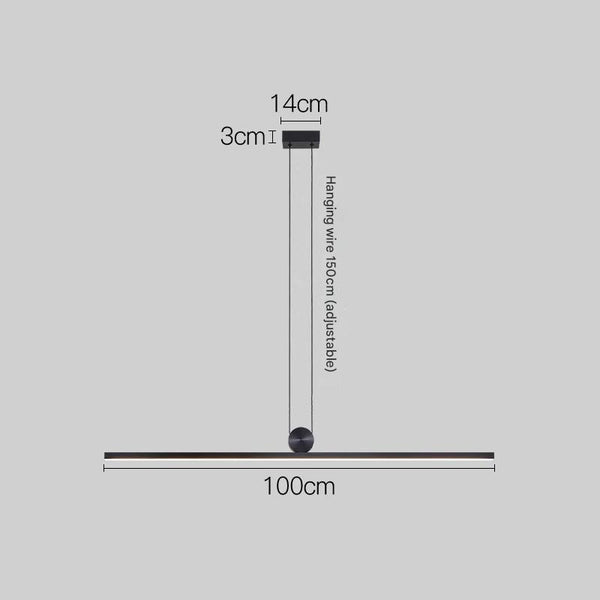 Black One word long strip restaurant chandelier