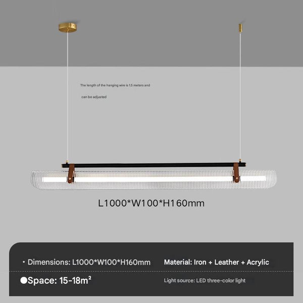 Lustre de salle à manger créatif en cuir à longues bandes