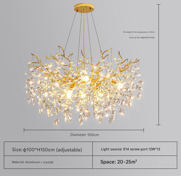 French creative branch crystal living room and dining room chandelier