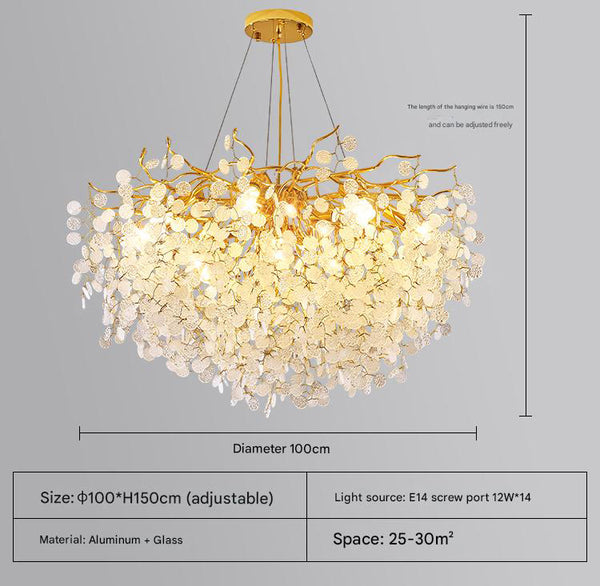 French light luxury glass living room chandelier