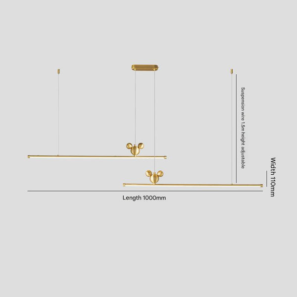 All-copper minimalist long strip restaurant chandelier