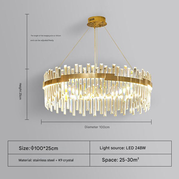 French light luxury LED living room crystal chandelier