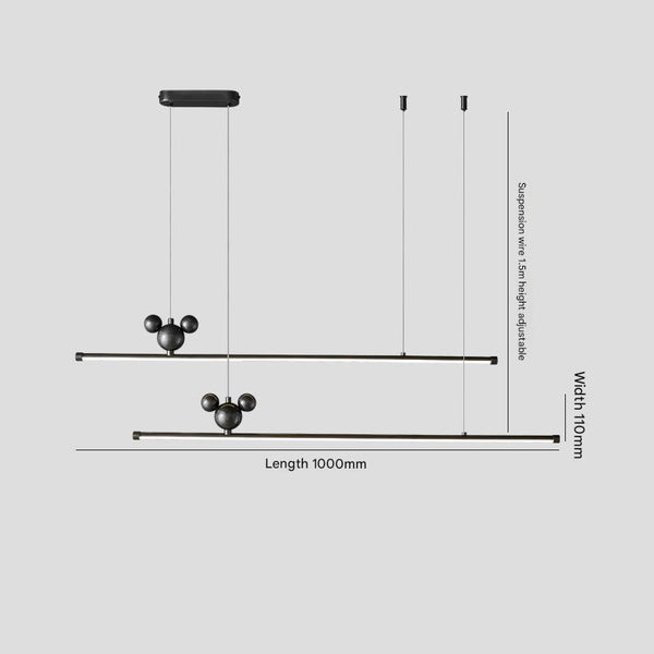 All-copper minimalist long strip restaurant chandelier
