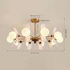 Vintage Walnut Bedroom Living Room Glass Chandelier