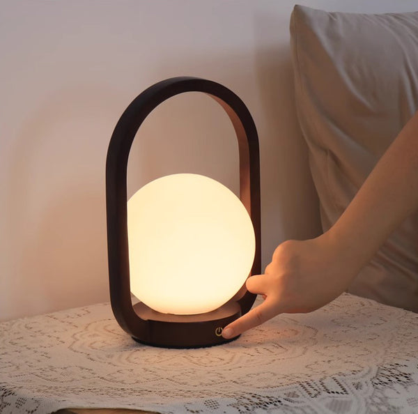 Vintage solid wood portable table lamp