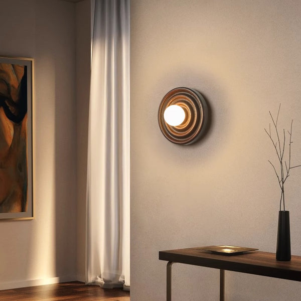 Wandlampe aus Massivholz im japanischen Stil mit Wasserkräuselungen
