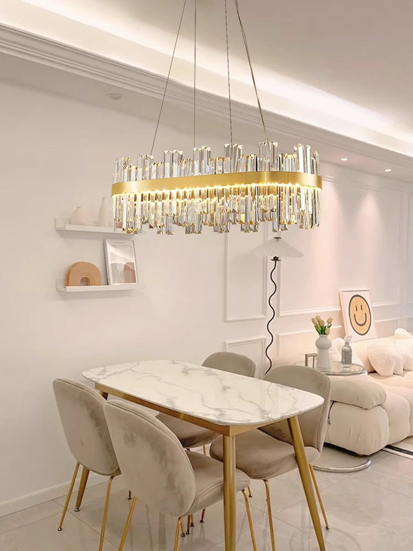 French light luxury LED living room crystal chandelier