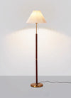 Stehlampe aus Walnussholz mit Plissee
