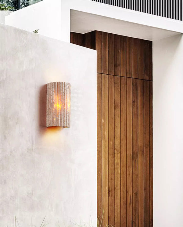 Japanese style yellow travertine stripe bedroom corridor wall lamp