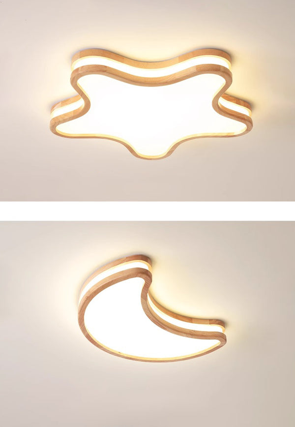 LED children's room solid wood ceiling lamp