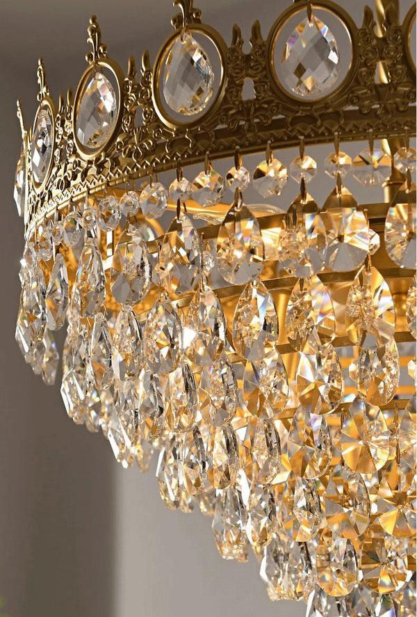 Vintage brass crystal chandelier