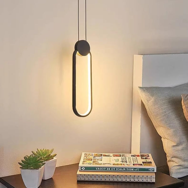 Minimalist LED Line Bedroom Bedside Chandelier