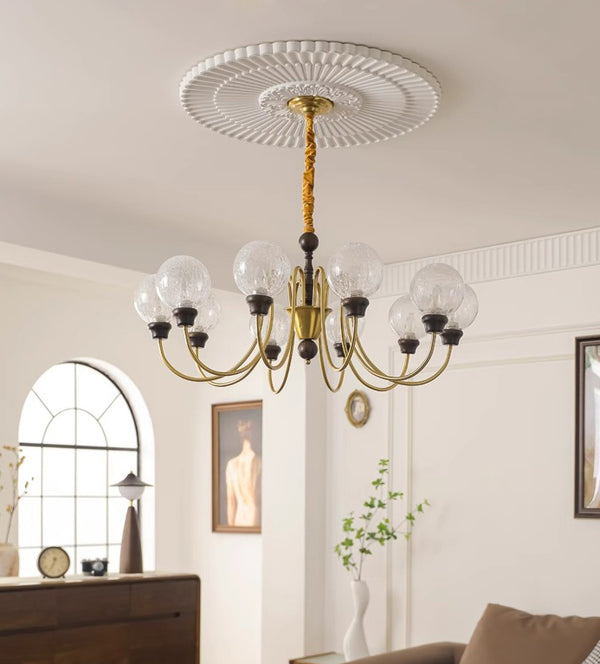 Amerikanischer Retro-Kronleuchter aus Massivholz für das Wohnzimmer