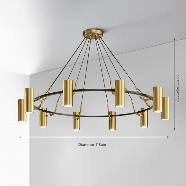Retro golden wrought iron chandelier