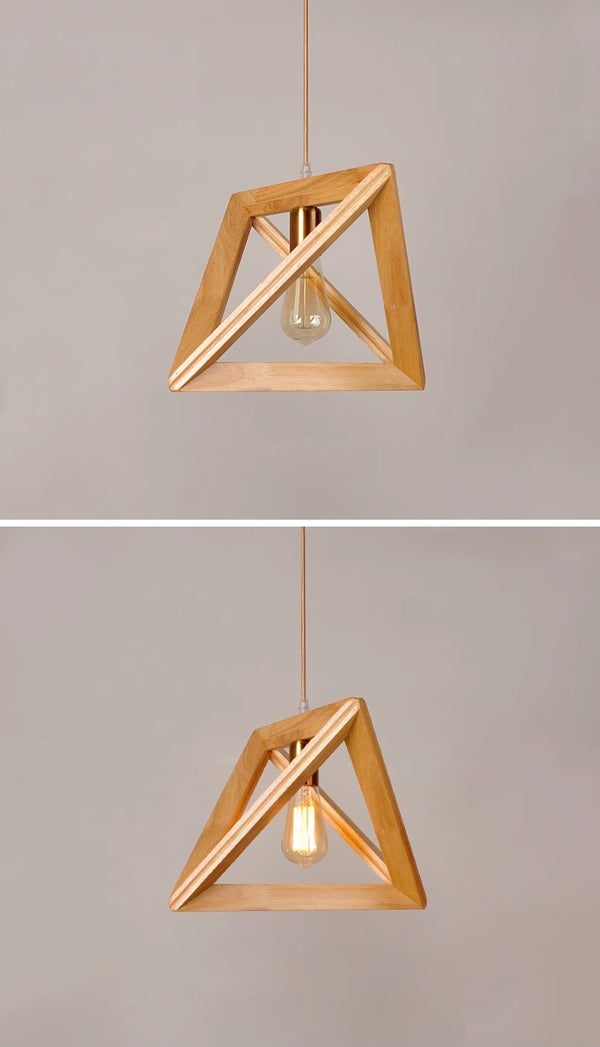 Lustre triangulaire en bois massif