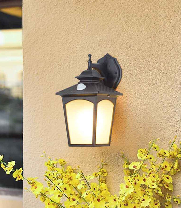 Retro glass home outdoor courtyard corridor human body induction waterproof wall lamp