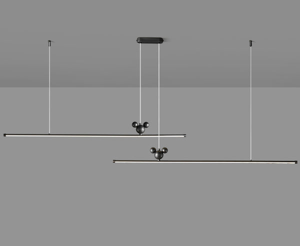 All-copper minimalist long strip restaurant chandelier