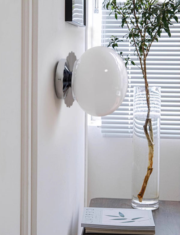 Retro cream style glass ball bedside corridor wall lamp