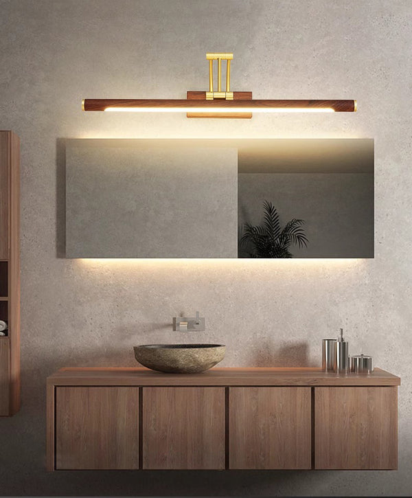 Foldable wood grain color LED mirror front wall lamp