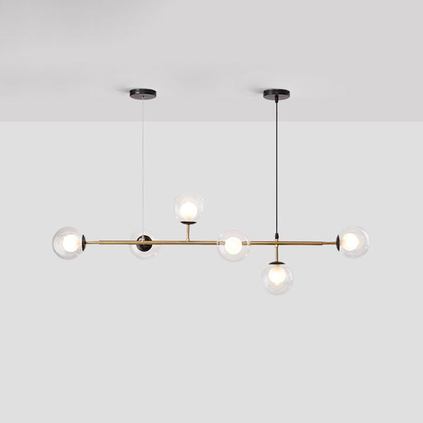 Long lustre de salle à manger en verre en forme de haricot magique