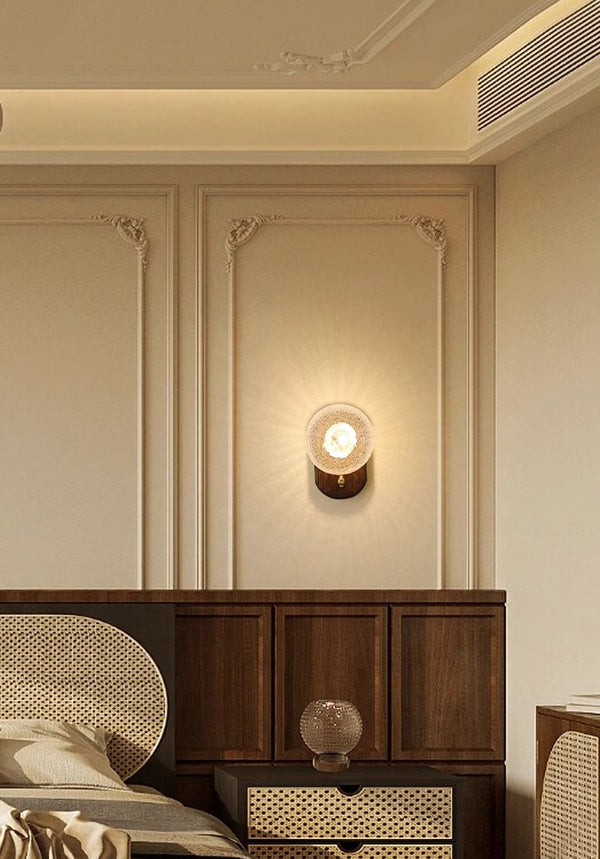 Solid wood crack glass aisle wall lamp