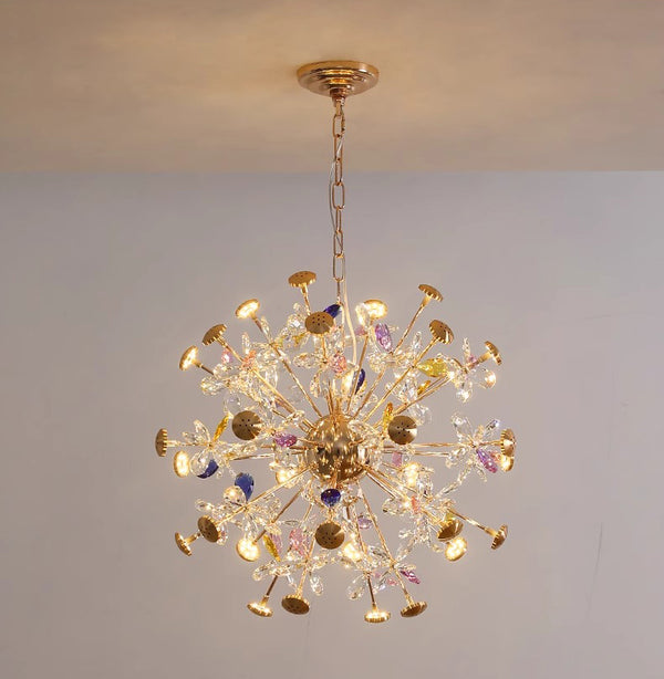 Creative petal dandelion colored crystal chandelier