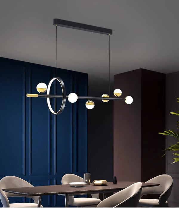 Nordic LED long strip magic bean restaurant chandelier