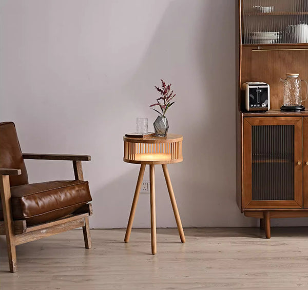 Retro Massivholz Stehlampe