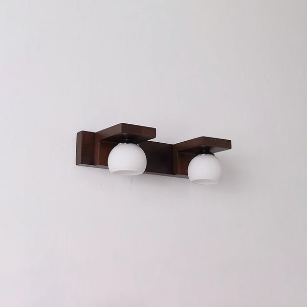 Solid wood bathroom wall light