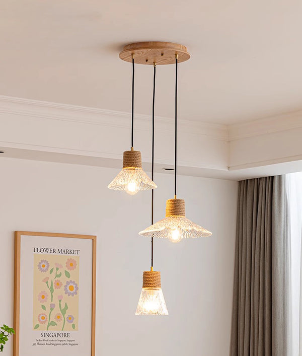 Kronleuchter aus Holzwindglas im japanischen Stil