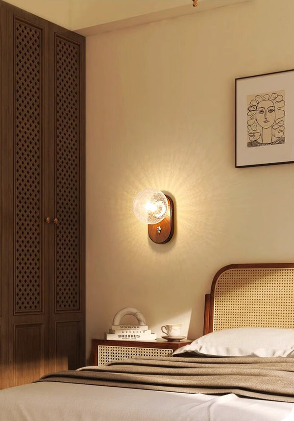 Solid wood crack glass aisle wall lamp
