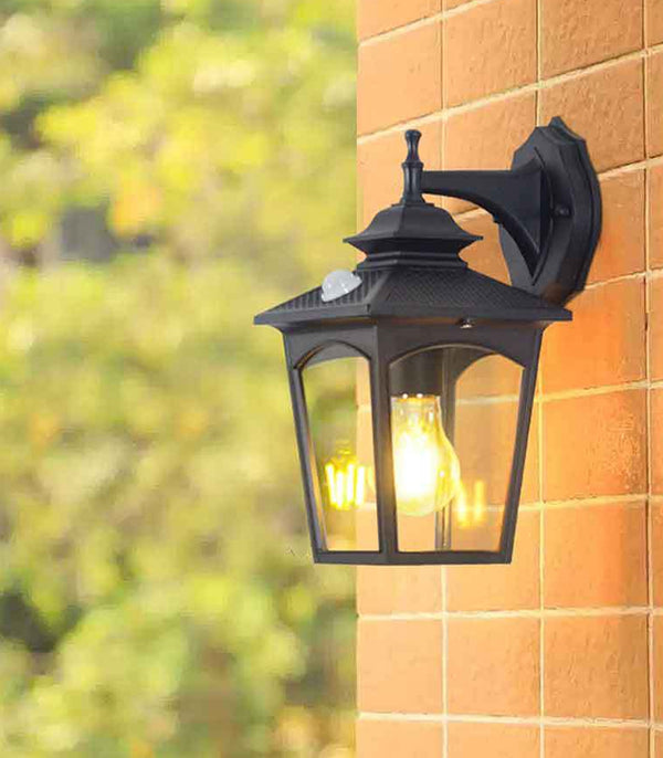 Retro glass home outdoor courtyard corridor human body induction waterproof wall lamp