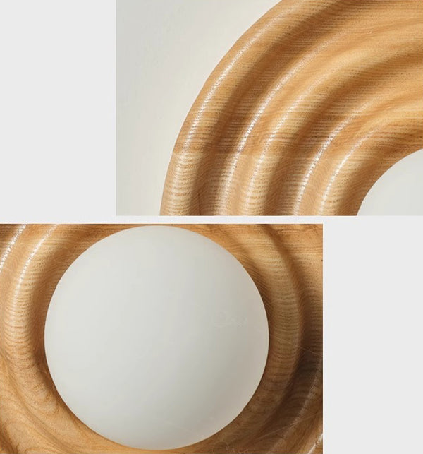 Wandlampe aus Massivholz im japanischen Stil mit Wasserkräuselungen