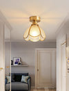 American retro copper color glass entrance corridor ceiling lamp