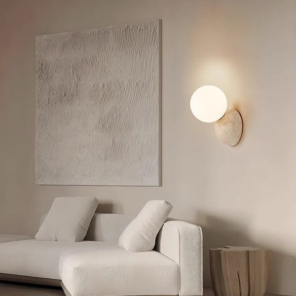 Wabi-sabi style yellow travertine bedroom bedside corridor wall lamp