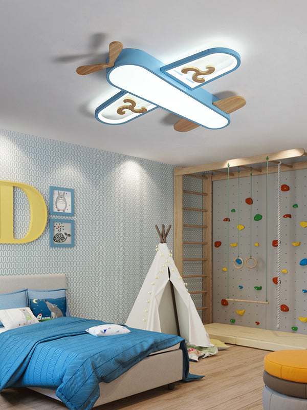 Lustre pour chambre d'enfant en forme d'avion couleur macaron