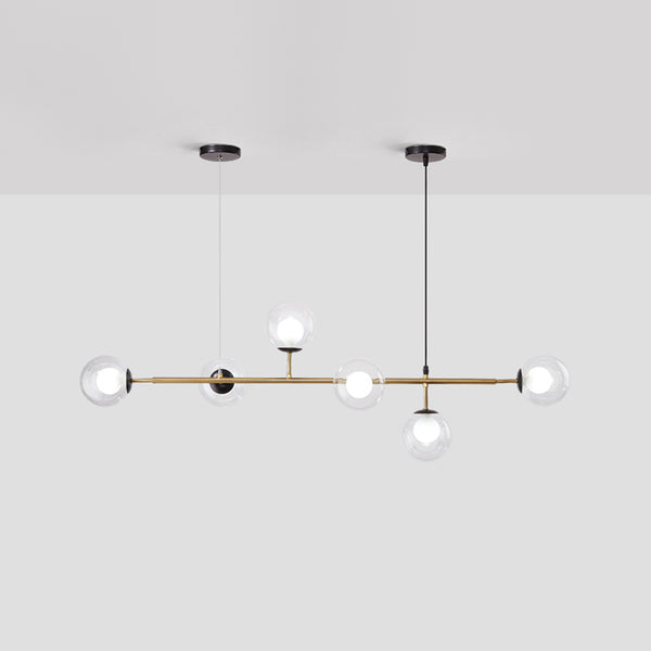 Long lustre de salle à manger en verre en forme de haricot magique