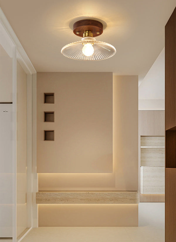 Deckenlampe aus Walnussglas im mittelalterlichen Stil