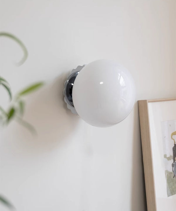 Retro cream style glass ball bedside corridor wall lamp