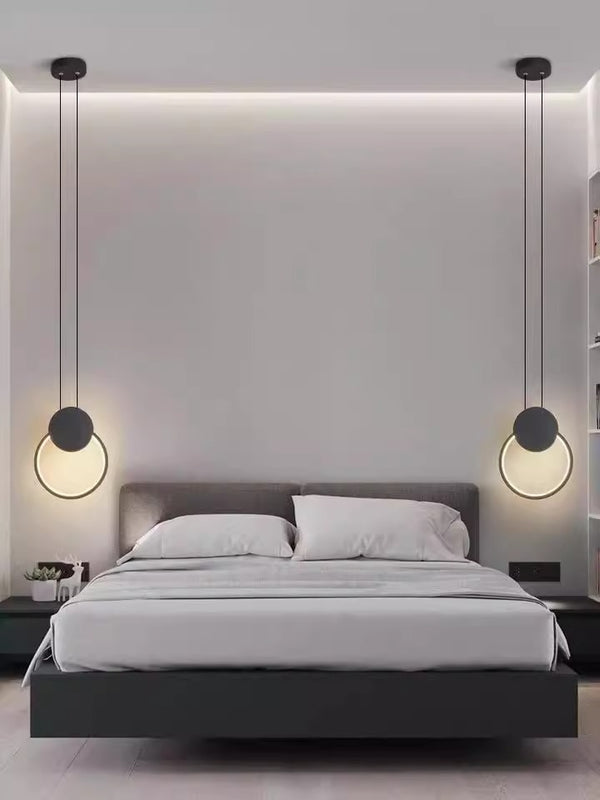 Minimalist LED Line Bedroom Bedside Chandelier