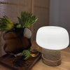 Cremefarbene Tischlampe im Pilz-Stil