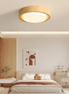 Medieval style wood grain glass bedroom ceiling lamp