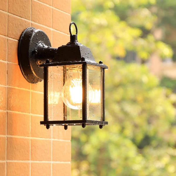 Black outdoor waterproof courtyard garden exterior villa wall lamp