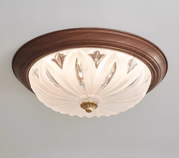 Walnut Color Glass Bedroom Ceiling Light