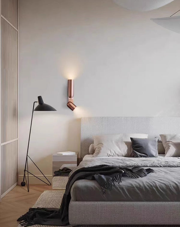 Nordic minimalist double head rotatable bedroom bedside wall lamp