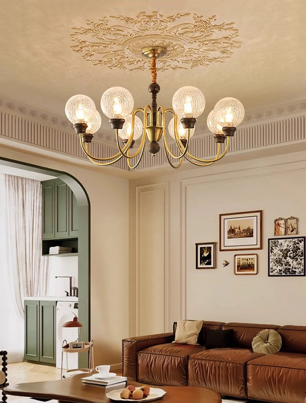 Amerikanischer Retro-Kronleuchter aus Massivholz für das Wohnzimmer
